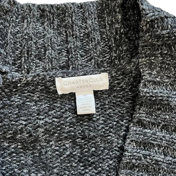 Charter Club Black Knit Open Front Cardigan 1X - Picture 4 of 4